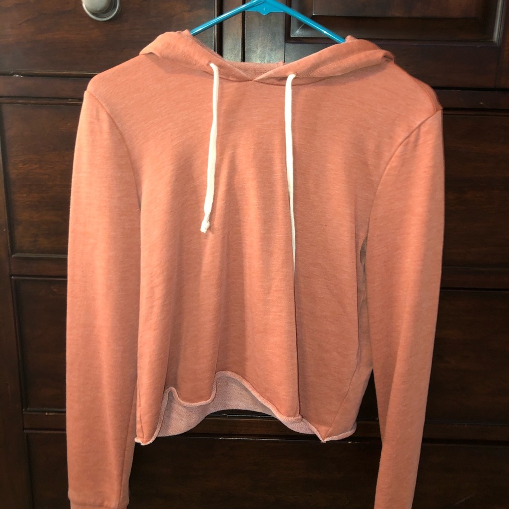 pink cropped hoddie